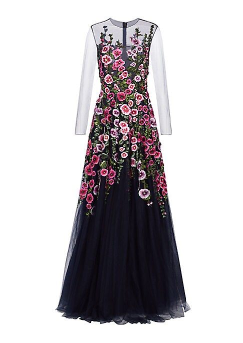Floral Elegance Tulle Gown