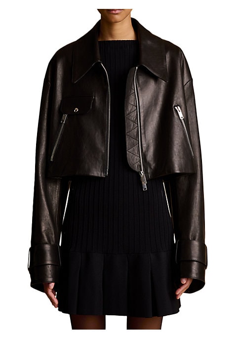 Cropped Moto Leather Jacket