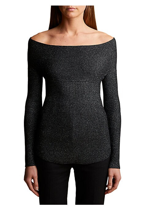 Glitter Off-Shoulder Knit Top