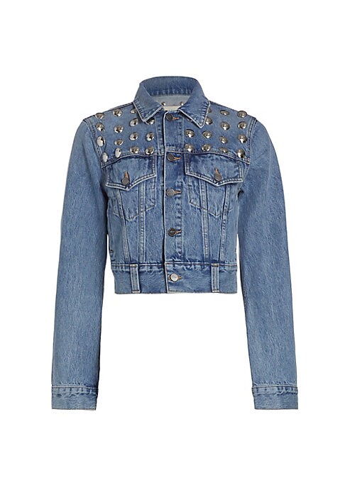 Cropped Studded Denim Jacket