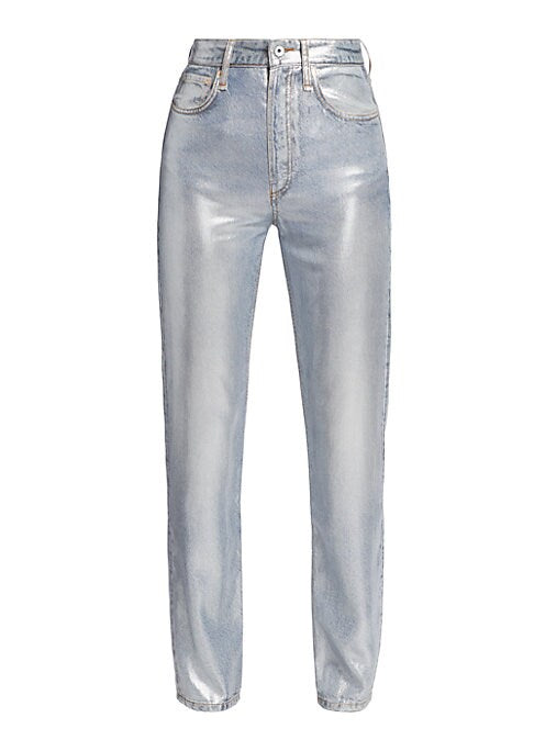 Metallic High-Rise Straight Jeans