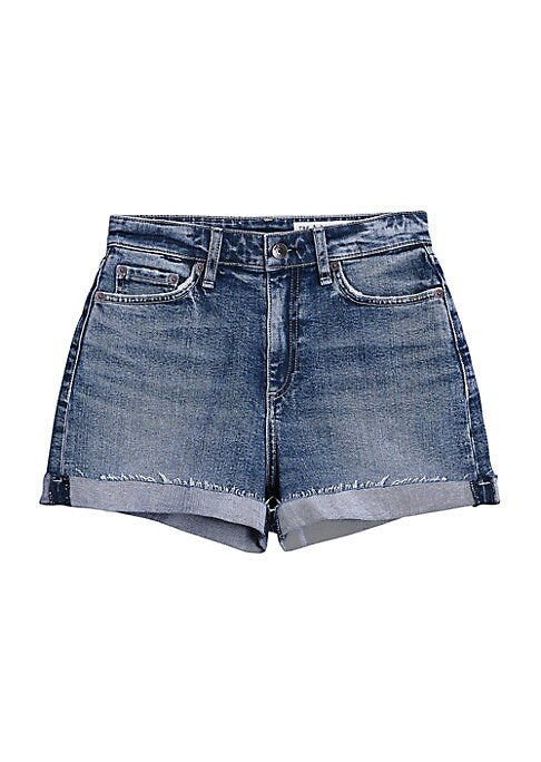 Cuffed High-Rise Denim Shorts