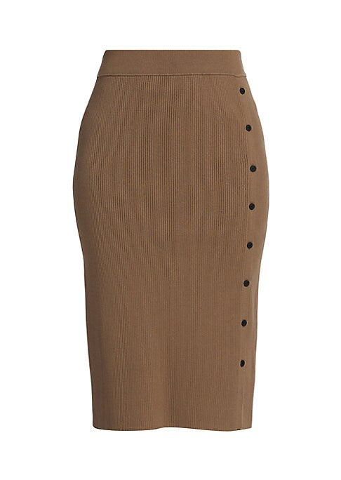 Button Detail Rib Skirt