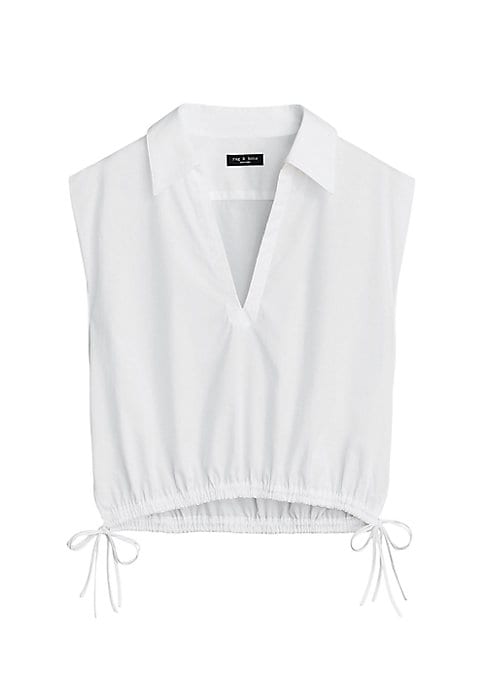 Cropped Poplin Drawstring Top