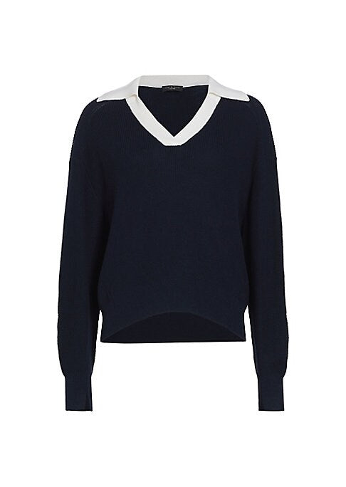 Plunge Knit Polo Sweater