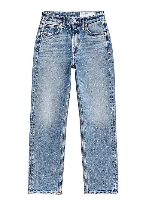 Rhinestone High-Rise Jeans