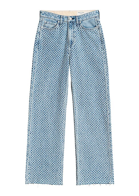 Tweed Texture Wide-Leg Jeans