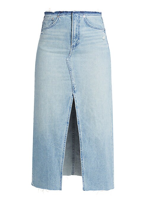 Frayed Denim Slit Skirt