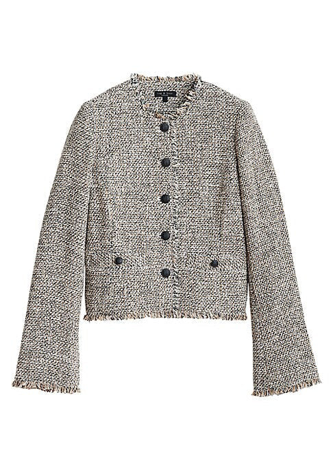 Frayed Trim Tweed Jacket