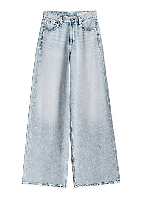 Dramatic Light-Wash Wide-Leg Jeans