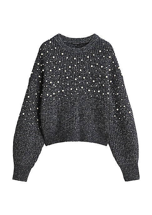 Pearl-Embellished Crop Sweater