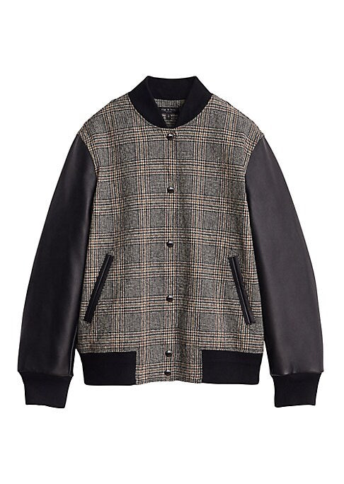 Plaid Leather Sleeve Jacket