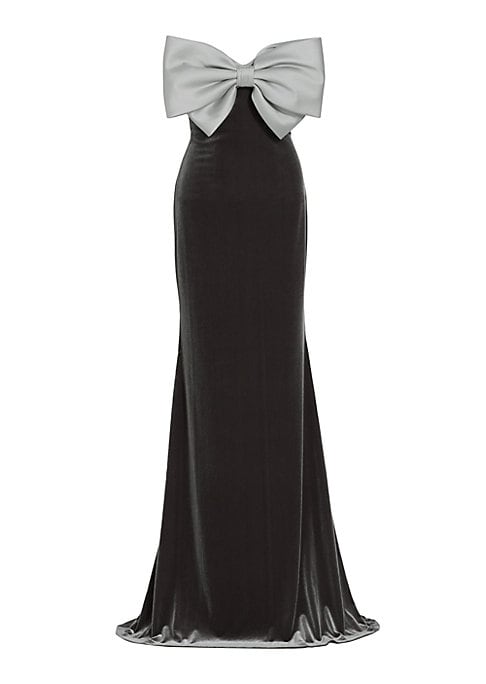 Elegant Bow Velvet Gown