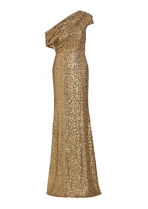 Draped Sequin Elegance Gown