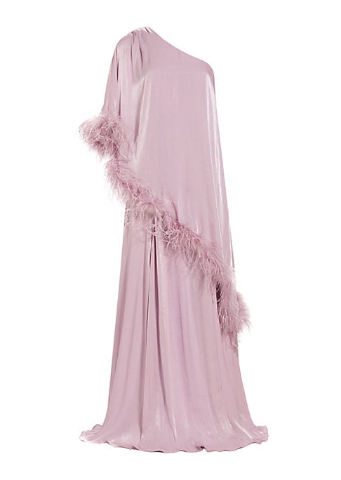 Glamorous Feathered Evening Gown