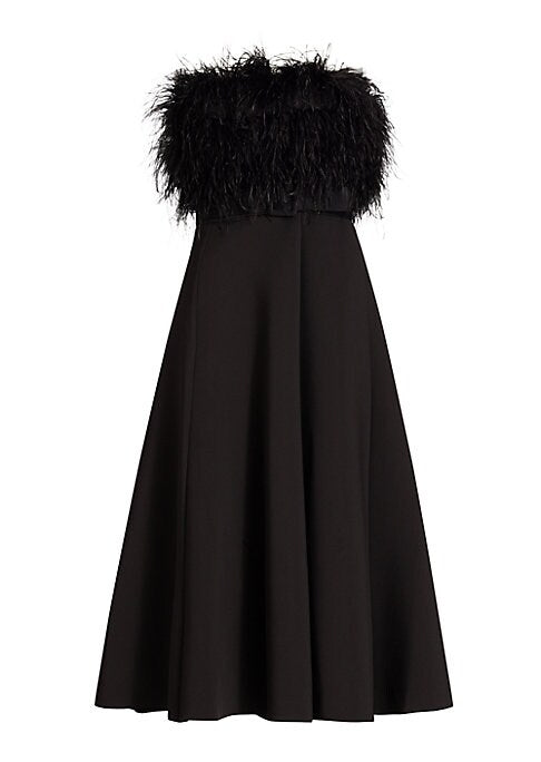 Feathered Charm Midi Dress