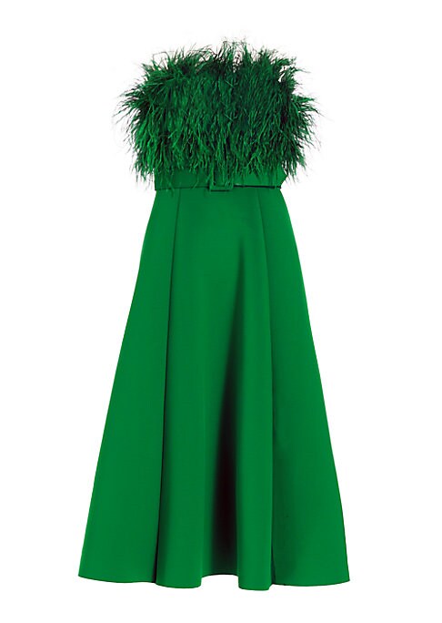 Feathered Elegance Midi Dress