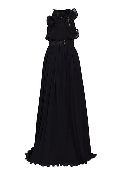 Sequined Ruffle Evening Dress