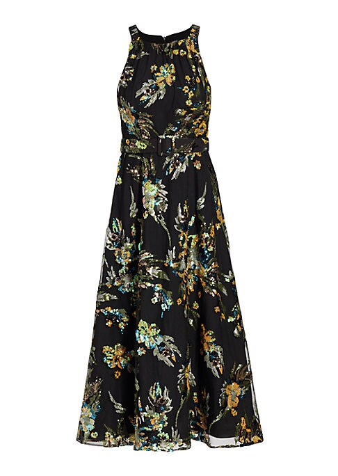 Floral Sequin A-Line Dress