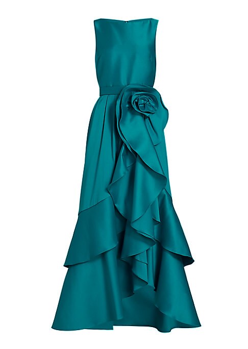 Ruffled Rosette Evening Dress