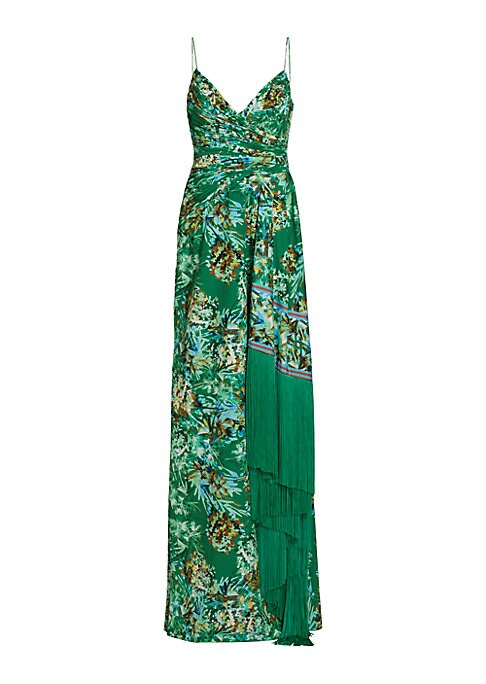 Floral Fringe Evening Dress
