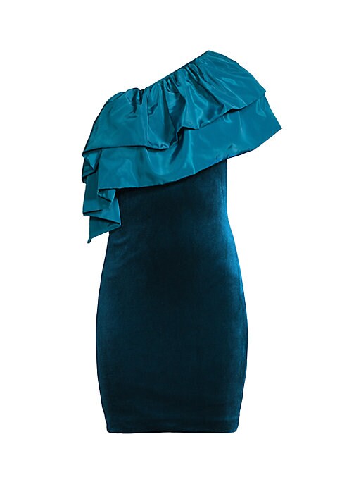 Ruffled Velvet Mini Dress