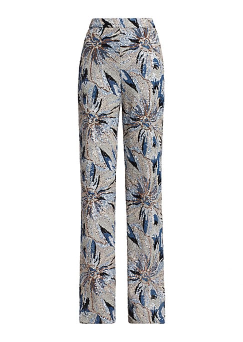 Sequin Floral Palazzo Pants
