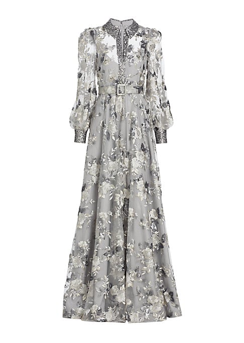 Sequined Floral Elegance Gown