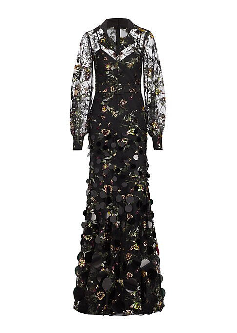 Floral Sequin Elegance Gown