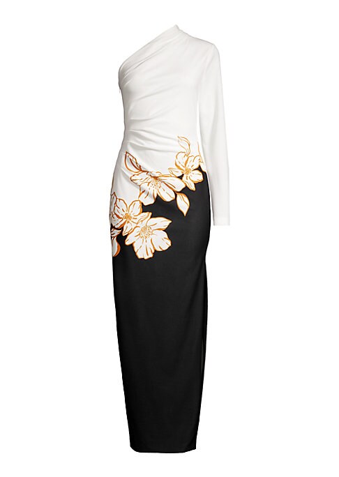 Floral Asymmetric Evening Dress