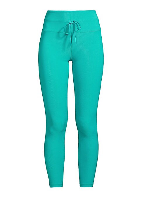 Ribbed Drawstring Ankle Leggings
