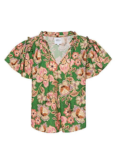 Floral Flutter V-Neck Top