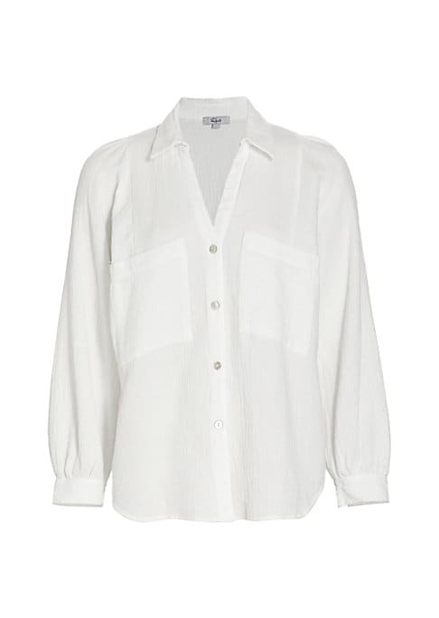 Textured V-Neck Cotton Shirt