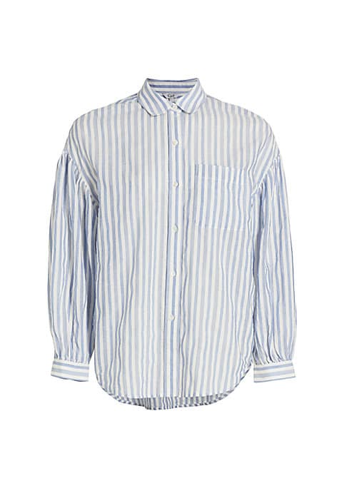 Striped Blouson Button Shirt