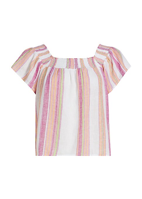 Striped Smocked Cap Top