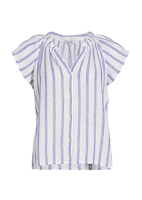 Striped Linen V-Neck Top