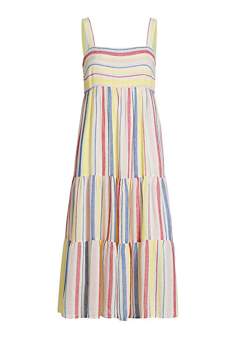 Striped Tiered Linen Dress
