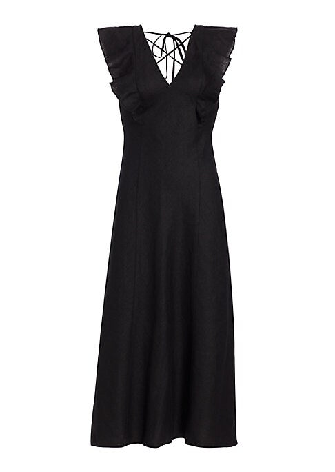 Ruffled Linen Midi Dress