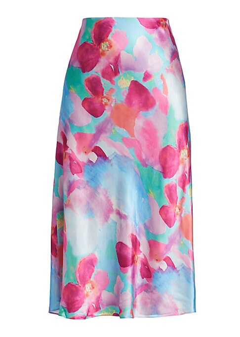 Floral Satin A-Line Skirt