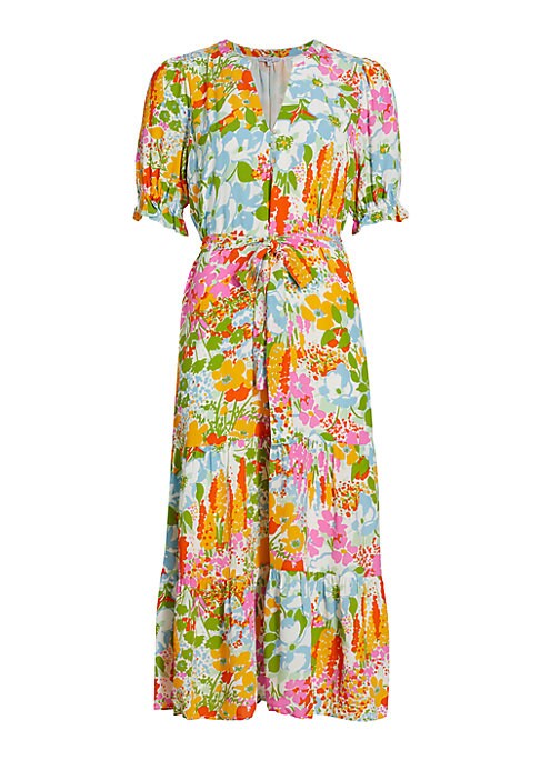 Floral Puff Sleeve Midi Dress