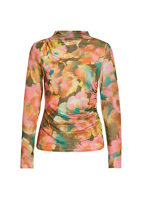 Floral Mesh High Neck Top