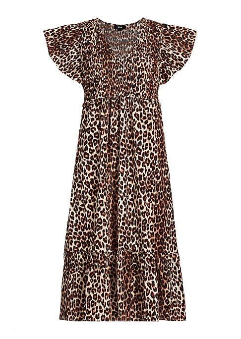 Leopard Flounce Midi Dress