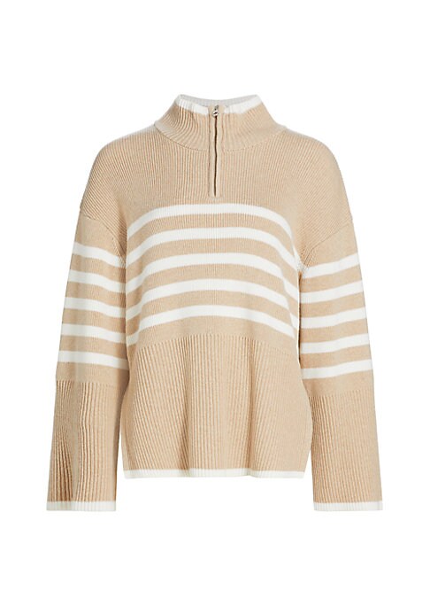 Sporty Striped Zip Sweater