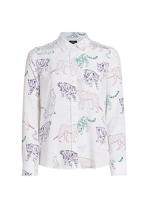 Tiger Print Silk Blouse