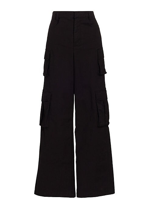 Twill Wide-Leg Utility Pants