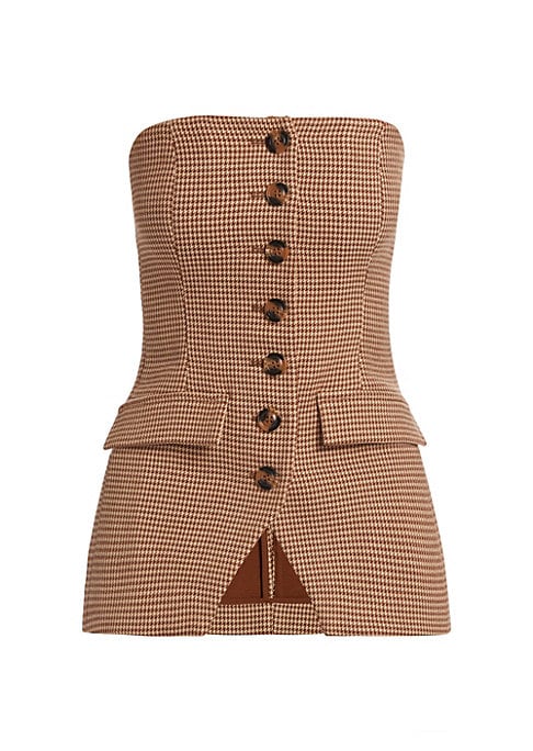 Houndstooth Strapless Blazer