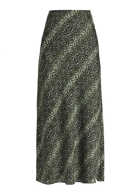 Satin Snake Print Skirt