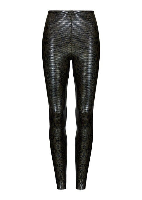 Croc-Embossed High-Waisted Leggings