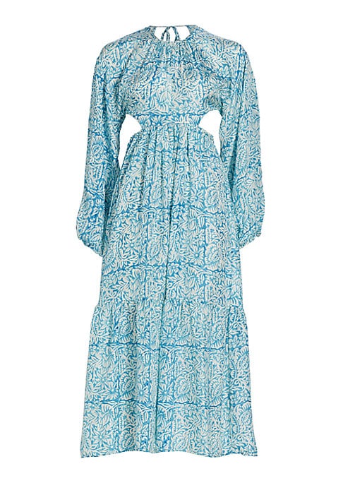 Floral Blouson Silk Dress