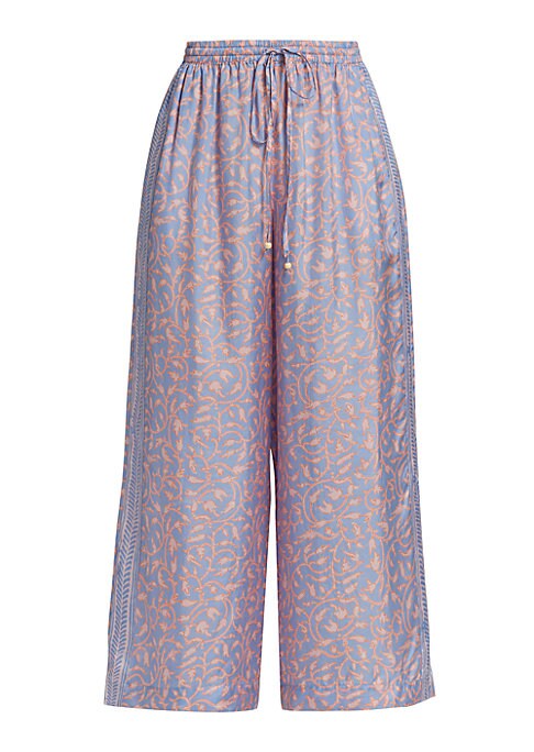 Jacaranda Silk Cropped Pants